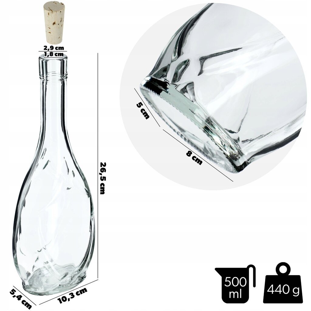 Lasiviinipullo 500 ml korkkioliiviöljyetikalla Moonshine alkoholilikööriä hinta ja tiedot | Säilöntä | hobbyhall.fi