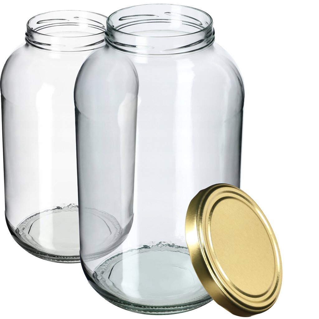 2x Jar Glass Jar 4L Purkit kurkkutinktuuroille + Caps Fi100 hinta ja tiedot | Säilöntä | hobbyhall.fi