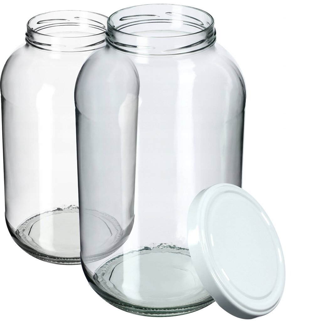 2x Jar Glass Jar 4L Purkit kurkkutinktuuroille + Caps Fi100 hinta ja tiedot | Säilöntä | hobbyhall.fi