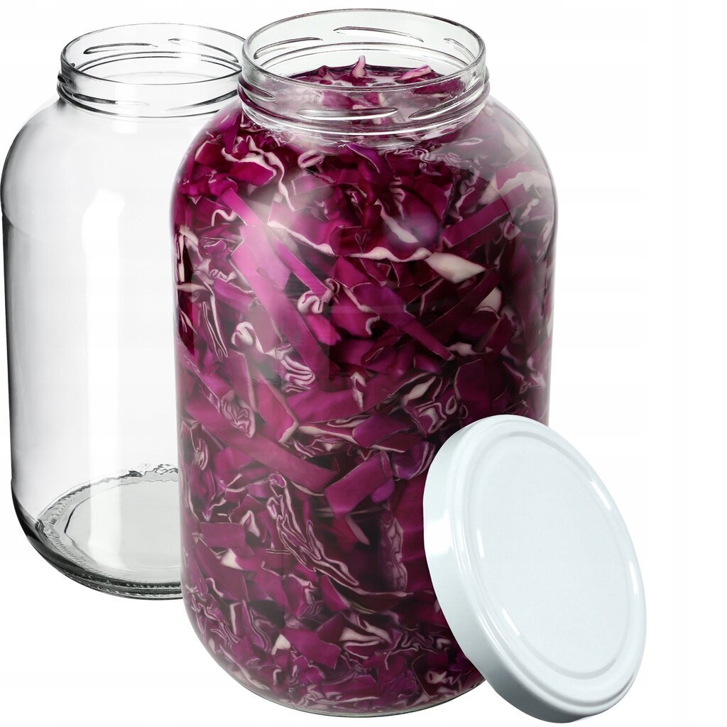 2x Jar Glass Jar 4L Purkit kurkkutinktuuroille + Caps Fi100 hinta ja tiedot | Säilöntä | hobbyhall.fi