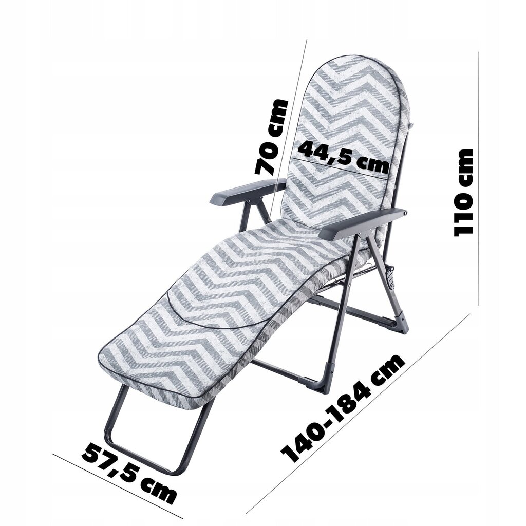 Deckchair Garden Beach tuoli Säädettävä 150kg hinta ja tiedot | Aurinkotuolit | hobbyhall.fi