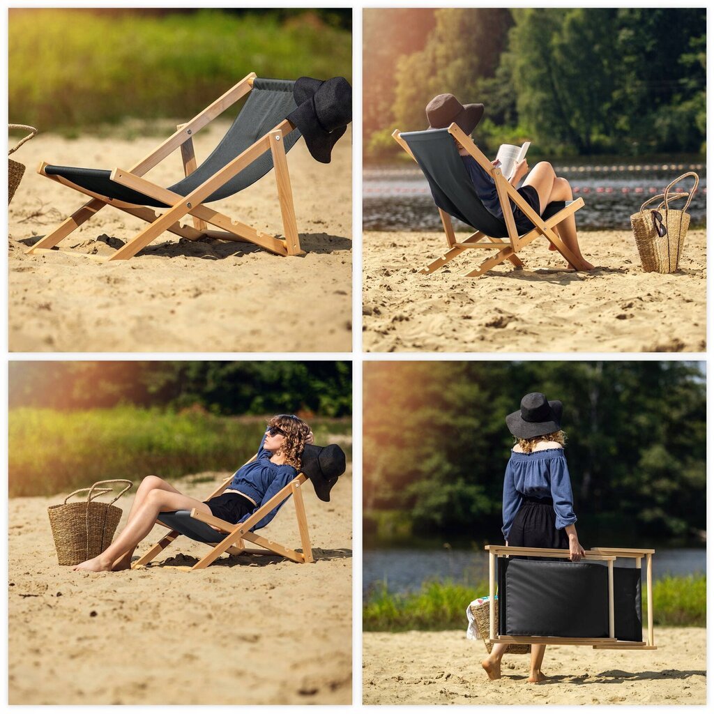 Garden Beach Deckchair Puiset lepotuolit 2 kpl hinta ja tiedot | Aurinkotuolit | hobbyhall.fi