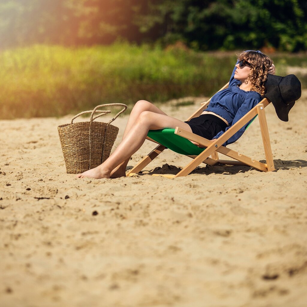 Garden Beach Deckchair Puiset lepotuolit 2 kpl hinta ja tiedot | Aurinkotuolit | hobbyhall.fi