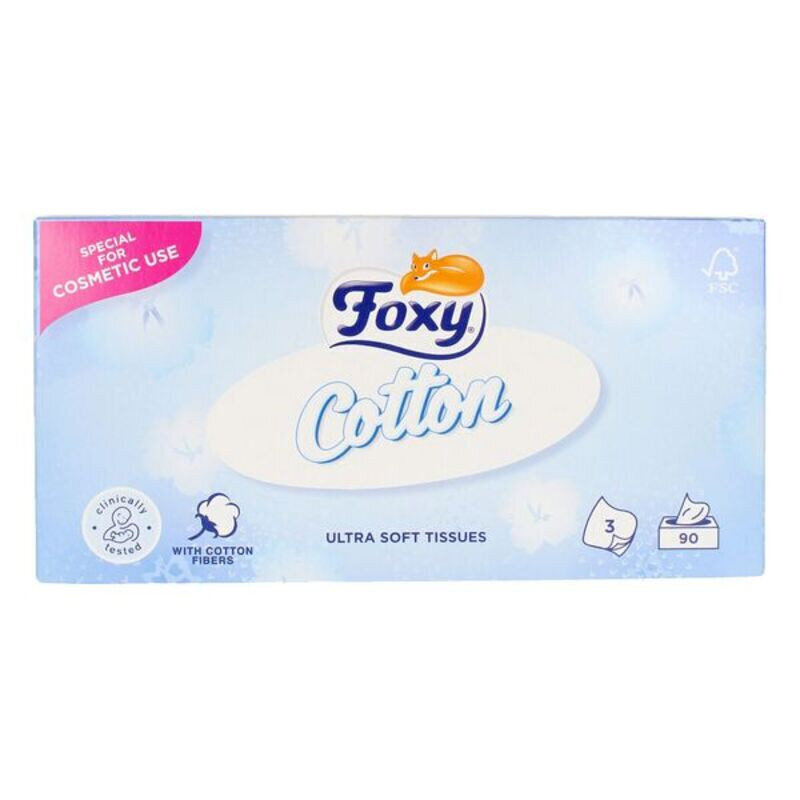 Paperiset lautasliinat Facial Cotton Foxy, 90 kpl hinta ja tiedot | Kosteuspyyhkeet, vanulaput ja vanupuikot | hobbyhall.fi