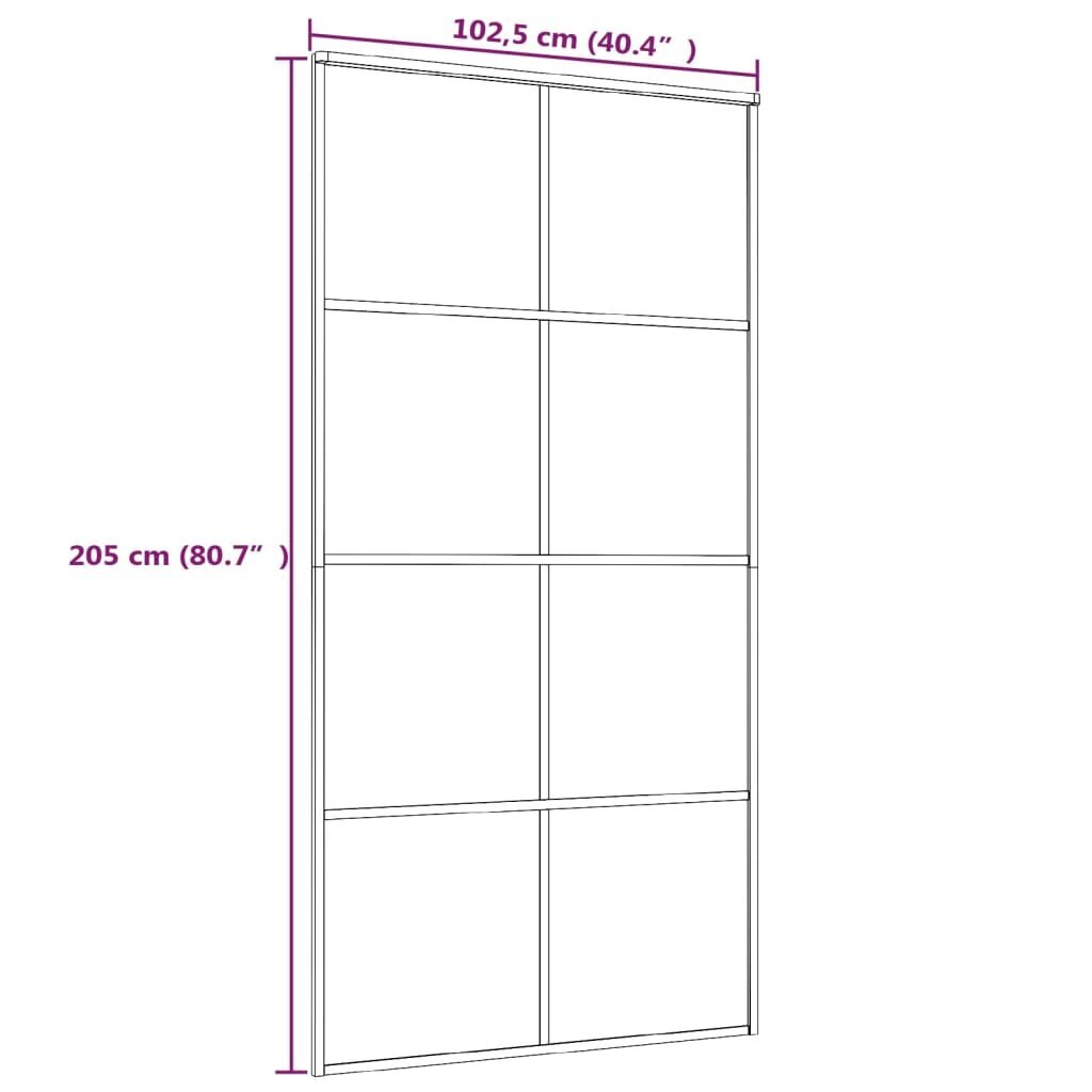 Liukuovi, musta, 102,5x205cm, esim. lasia ja alumiinia hinta ja tiedot | Sisäovet | hobbyhall.fi