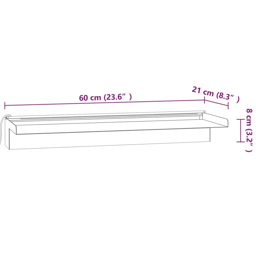 Vesiputous erivärisillä LED-valoilla, 60cm, terästä hinta ja tiedot | Puutarhakoristeet | hobbyhall.fi