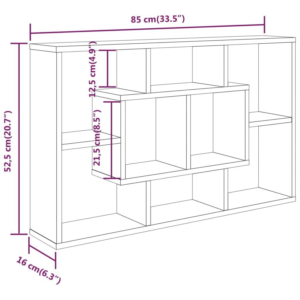 Seinähylly, ruskea tammi, 85x16x52,5cm, käsitelty puu hinta ja tiedot | Hyllyt | hobbyhall.fi