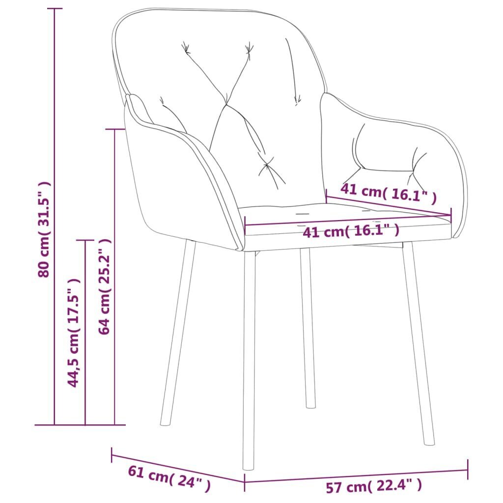 Tuolit, Velvet, 2 kpl, tummanharmaa hinta ja tiedot | Ruokapöydän tuolit | hobbyhall.fi