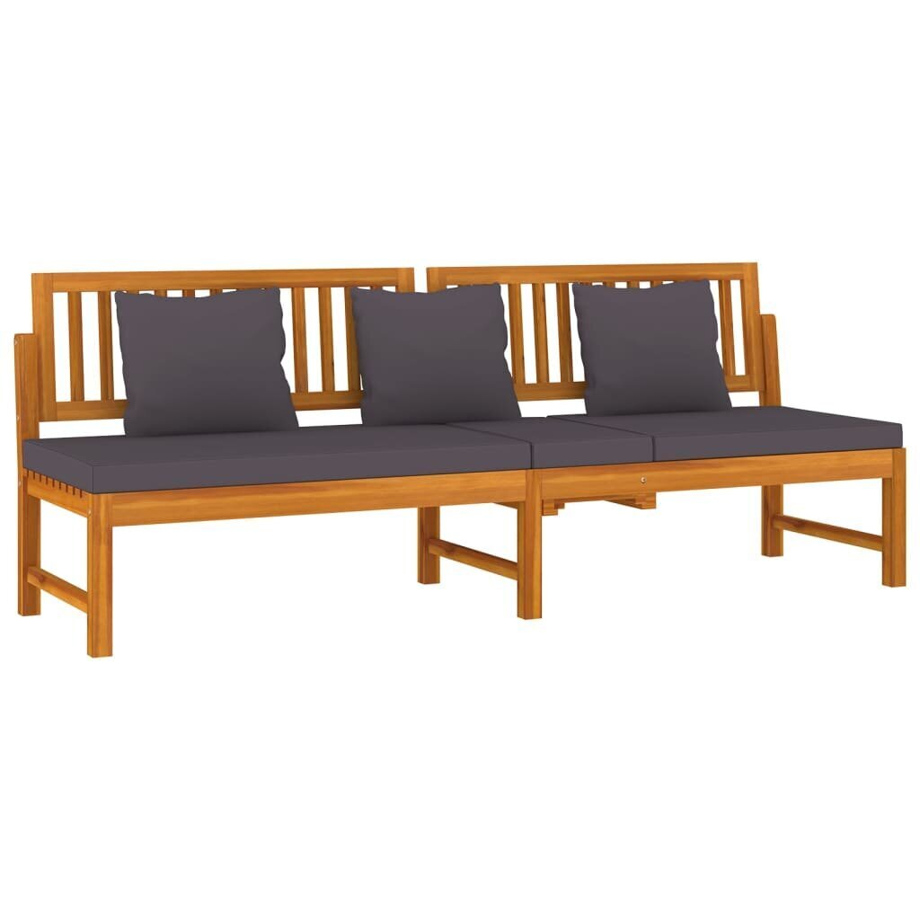 Sohva harmailla tyynyillä, Acacia solid, 200x60x75cm hinta ja tiedot | Puutarhakalusteet | hobbyhall.fi