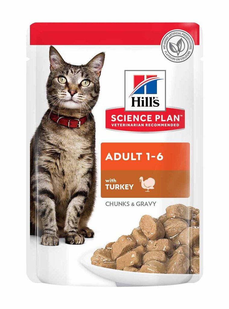 Hill's Science Plan Aikuisten ruoka kissoille kalkkunan kanssa, 12x85 g hinta ja tiedot | Kissanruoka | hobbyhall.fi