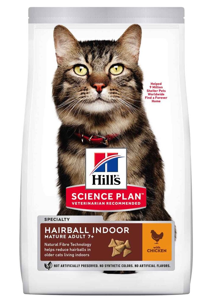Hill's Science Plan Hairball Indoor Mature Adult kissanruoka kanan kanssa, 1,5 kg hinta ja tiedot | Kissan kuivaruoka | hobbyhall.fi