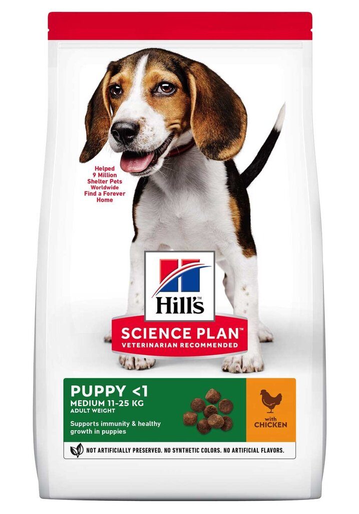 Hill's Science Plan Puppy Medium ruoka pennuille kanan kanssa, 18 kg hinta ja tiedot | Koiran kuivaruoka | hobbyhall.fi