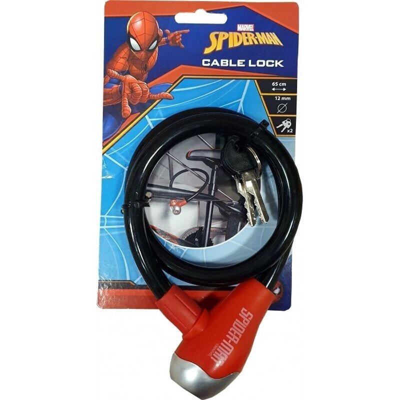 Kaapelilukko Spiderman 65cm, musta-punainen hinta ja tiedot | Polkupyörän lukot | hobbyhall.fi