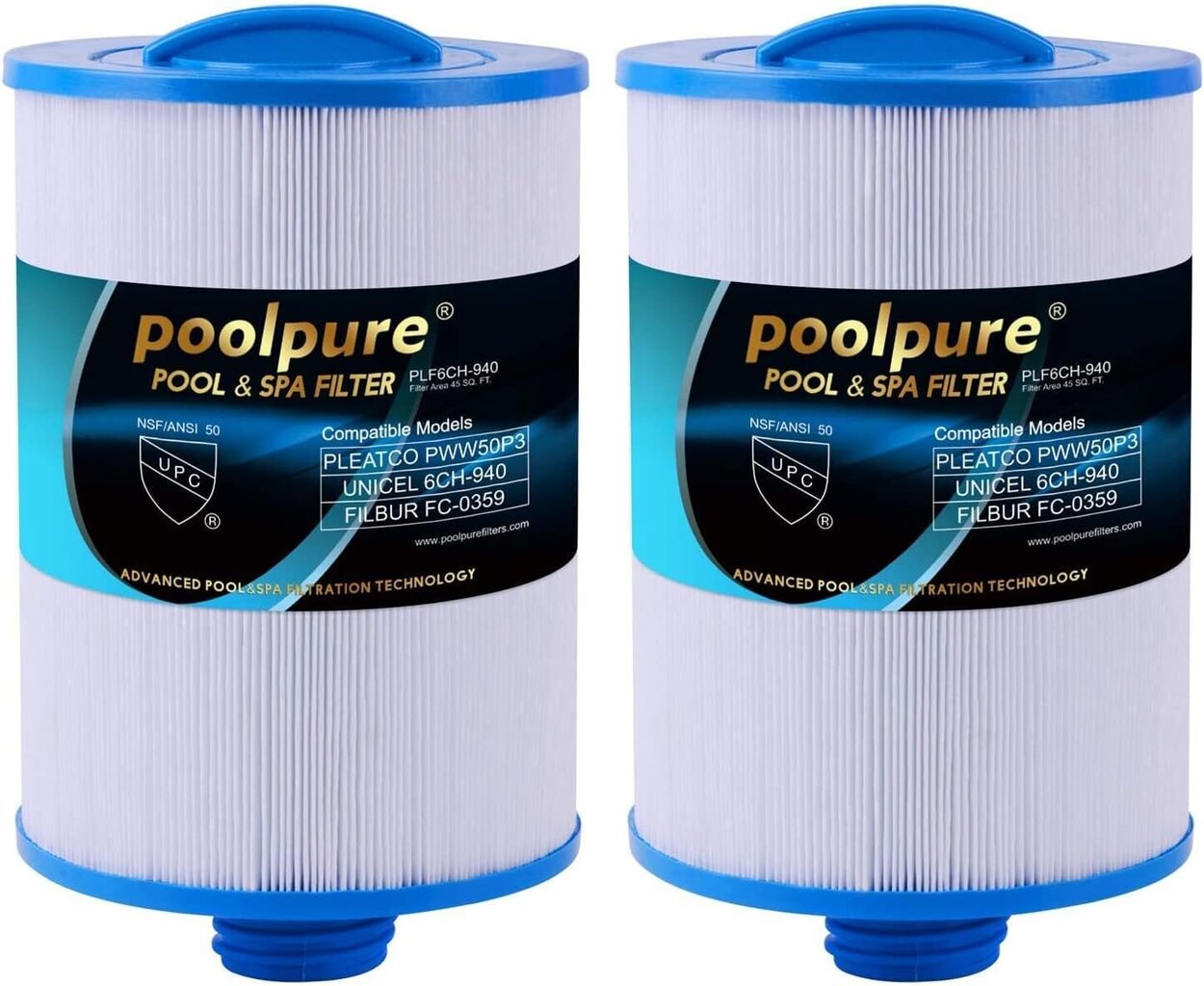 Poolpure 2 -kappaleet Spa-suodatin, poreallasuodattimen vaihto UNICEL 6CH-940: lle, Pleatco PWW50P3, PWW50-P3, Filbur FC-0359, Vesiväylän muovit 817-0050, 25252, 378902, 03FIL1400 (LUKUTA) hinta ja tiedot | Uima-altaan suodattimet | hobbyhall.fi