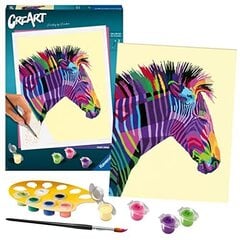 Ravensburger Creart Funky Zebra Paint Aikuisten numeroiden mukaan 12 vuotta ylöspäin - maalaustaiteet ja käsityöt - kodinsisustustarvikkeet hinta ja tiedot | Maalaa numeroiden mukaan | hobbyhall.fi