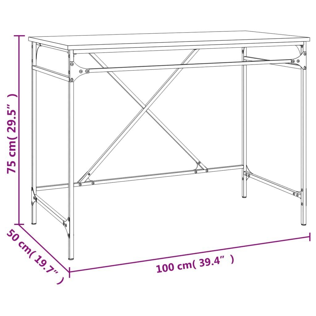 vidaXL Työpöytä, 100x50x75cm, käsitelty puu ja rauta hinta ja tiedot | Tietokonepöydät ja työpöydät | hobbyhall.fi