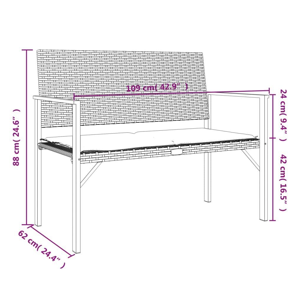 Ulkopenkki vidaXL, harmaa hinta ja tiedot | Puutarhapenkit | hobbyhall.fi