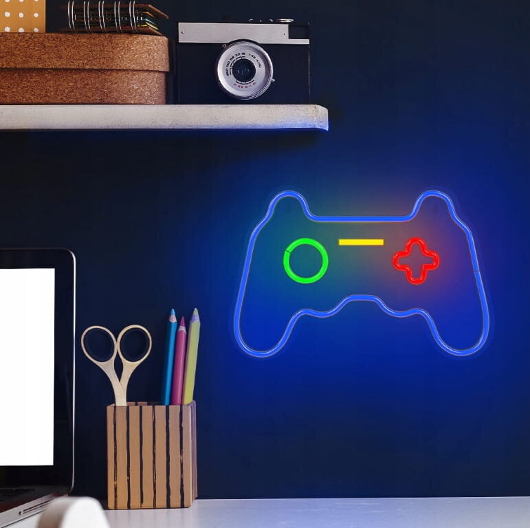 Neon LED Gamepad koristeellinen seinävalaisin yövalo 27.5x41x1.6 monivärinen monivärinen hinta ja tiedot | Riippuvalaisimet | hobbyhall.fi