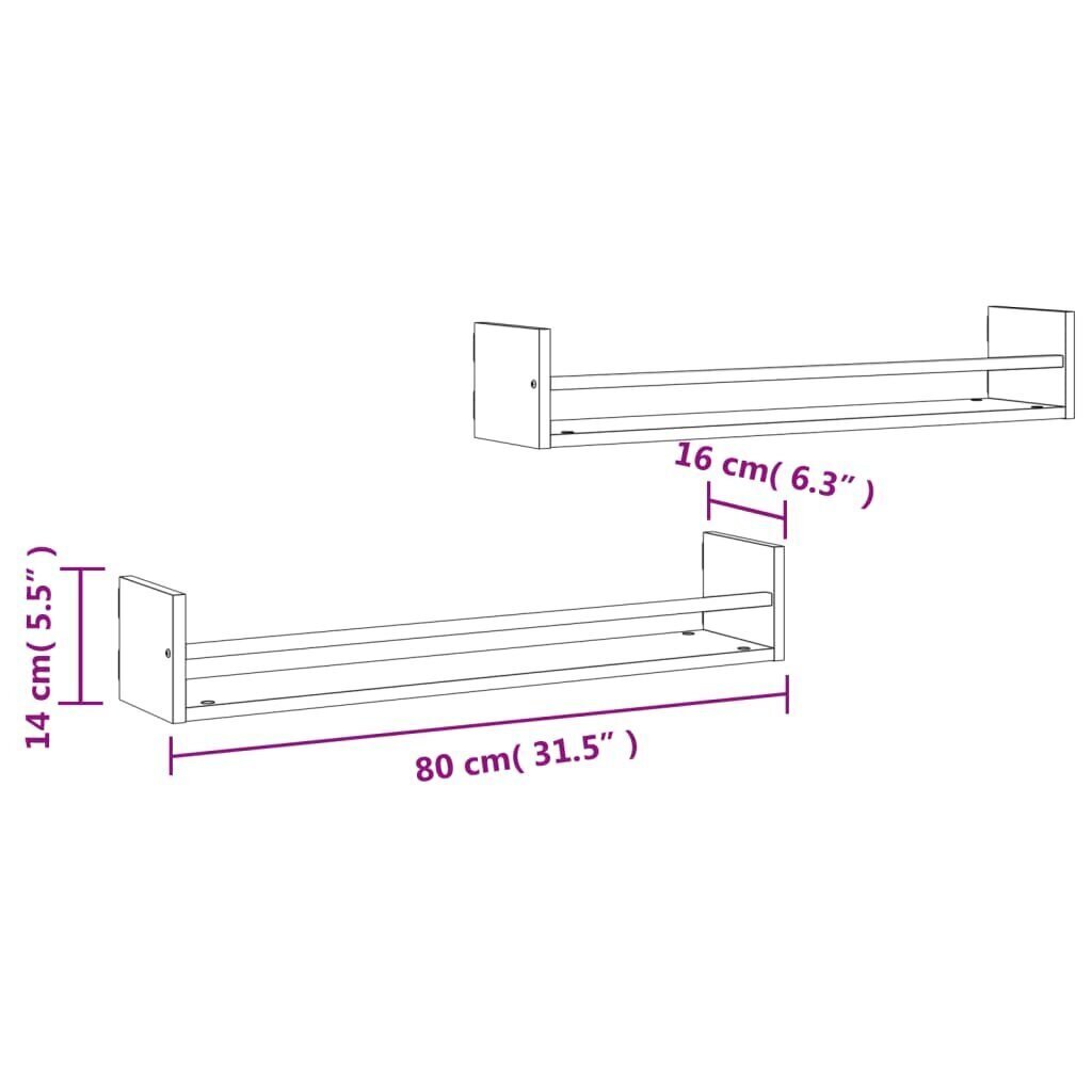 2 hyllyn setti vidaXL, ruskea hinta ja tiedot | Hyllyt | hobbyhall.fi