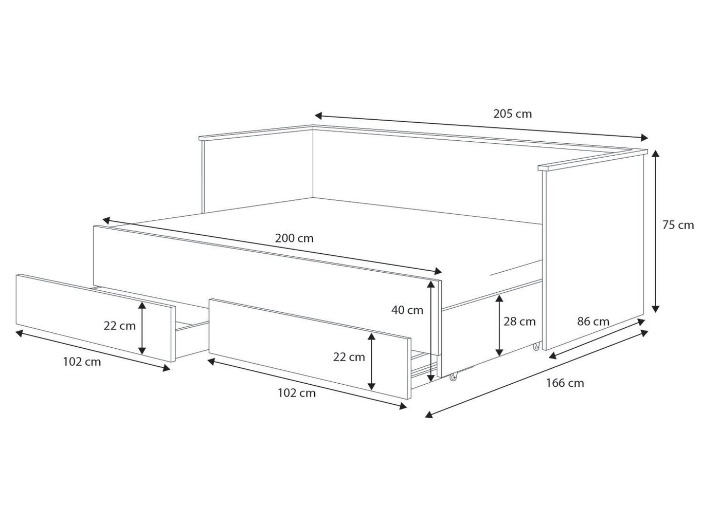 Helios sänky 200x90 valkoinen, verhoiltu paneeli hinta ja tiedot | Sängyt | hobbyhall.fi