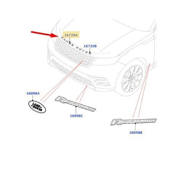 Land Rover Velar L560 huppu konepelti RANGE Emblem Badge Front Shadow Atlas Aito alkuperäinen hinta ja tiedot | Lisätarvikkeet autoiluun | hobbyhall.fi