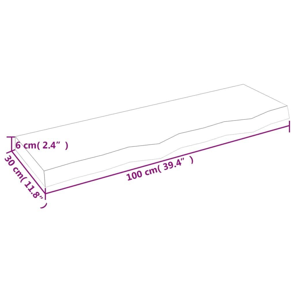 Kylpyhuonepöytä vidaXL, 100x30x(2-6) cm, ruskea hinta ja tiedot | Pöytälevyt | hobbyhall.fi