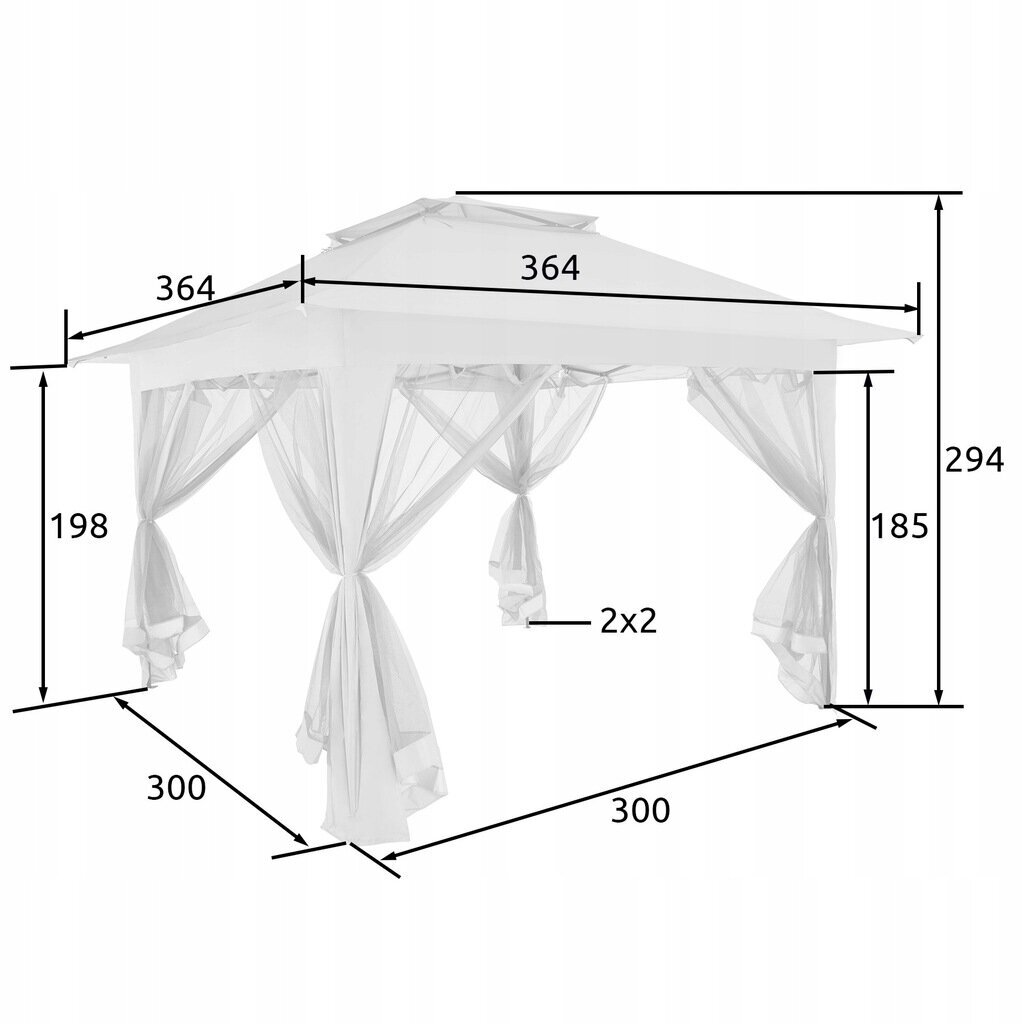 Gazebo Fluxar, 3,64 x 3,64 x 2,94 m hinta ja tiedot | Puutarhapaviljongit | hobbyhall.fi