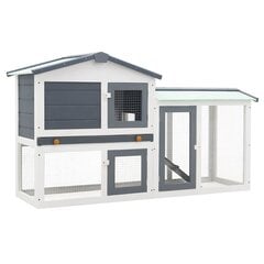 vidaXL Suuri kanin ulkokoppi harmaa ja valkoinen 145x45x84 cm puu hinta ja tiedot | Pieneläinten häkit ja tarvikkeet | hobbyhall.fi