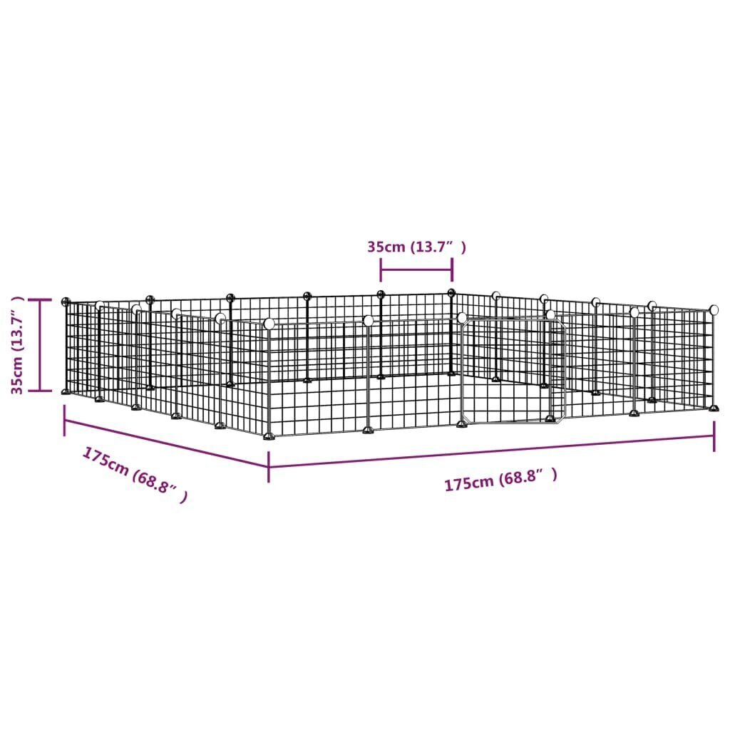 vidaXL 20-paneelinen lemmikkihäkki ovella musta 35x35 cm teräs hinta ja tiedot | Pieneläinten häkit ja tarvikkeet | hobbyhall.fi