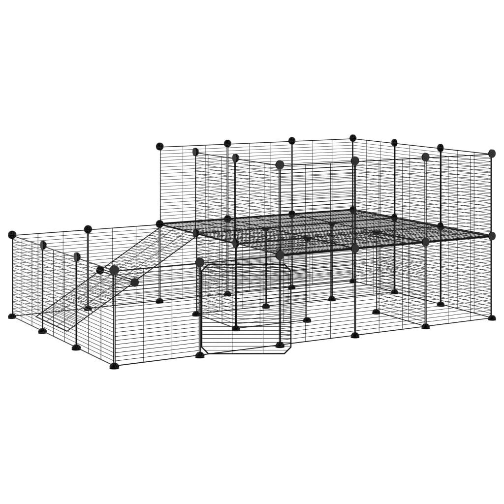 vidaXL 44-paneelinen lemmikkihäkki ovella musta 35x35 cm teräs hinta ja tiedot | Pieneläinten häkit ja tarvikkeet | hobbyhall.fi