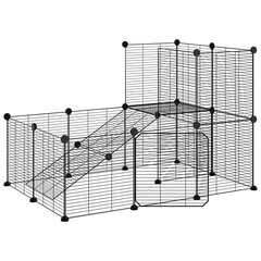 vidaXL 20-paneelinen lemmikkihäkki ovella musta 35x35 cm teräs hinta ja tiedot | Pieneläinten häkit ja tarvikkeet | hobbyhall.fi