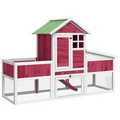 vidaXL Kaninkoppi punainen 170x63x113 cm täysi mänty hinta ja tiedot | Pieneläinten häkit ja tarvikkeet | hobbyhall.fi