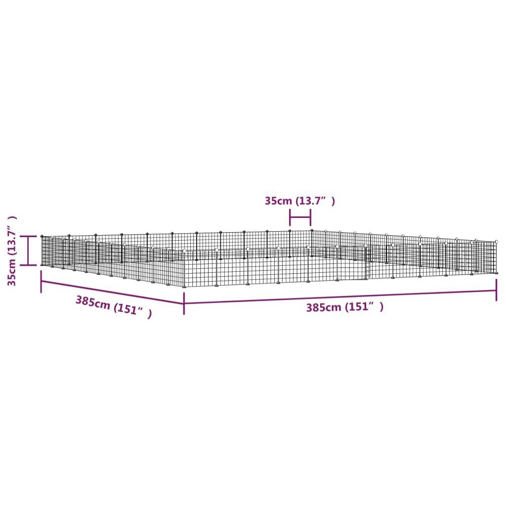 vidaXL 44-paneelinen lemmikkihäkki ovella musta 35x35 cm teräs hinta ja tiedot | Pieneläinten häkit ja tarvikkeet | hobbyhall.fi