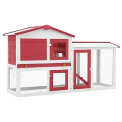 vidaXL Suuri kanin ulkokoppi punainen ja valkoinen 145x45x84 cm puu hinta ja tiedot | Pieneläinten häkit ja tarvikkeet | hobbyhall.fi