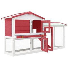 vidaXL Suuri kanin ulkokoppi punainen ja valkoinen 145x45x84 cm puu hinta ja tiedot | Pieneläinten häkit ja tarvikkeet | hobbyhall.fi