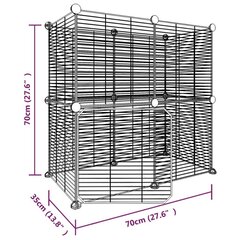 vidaXL 12-paneelinen lemmikkihäkki ovella, musta 35x35 cm teräs hinta ja tiedot | Pieneläinten häkit ja tarvikkeet | hobbyhall.fi