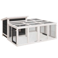 vidaXL Kaninkoppi harmaa 144x123x67,5 cm täysi mänty hinta ja tiedot | Pieneläinten häkit ja tarvikkeet | hobbyhall.fi