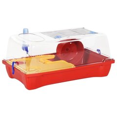 vidaXL Hamsterin häkki punainen 57x33x26 cm polypropeeni hinta ja tiedot | Pieneläinten häkit ja tarvikkeet | hobbyhall.fi