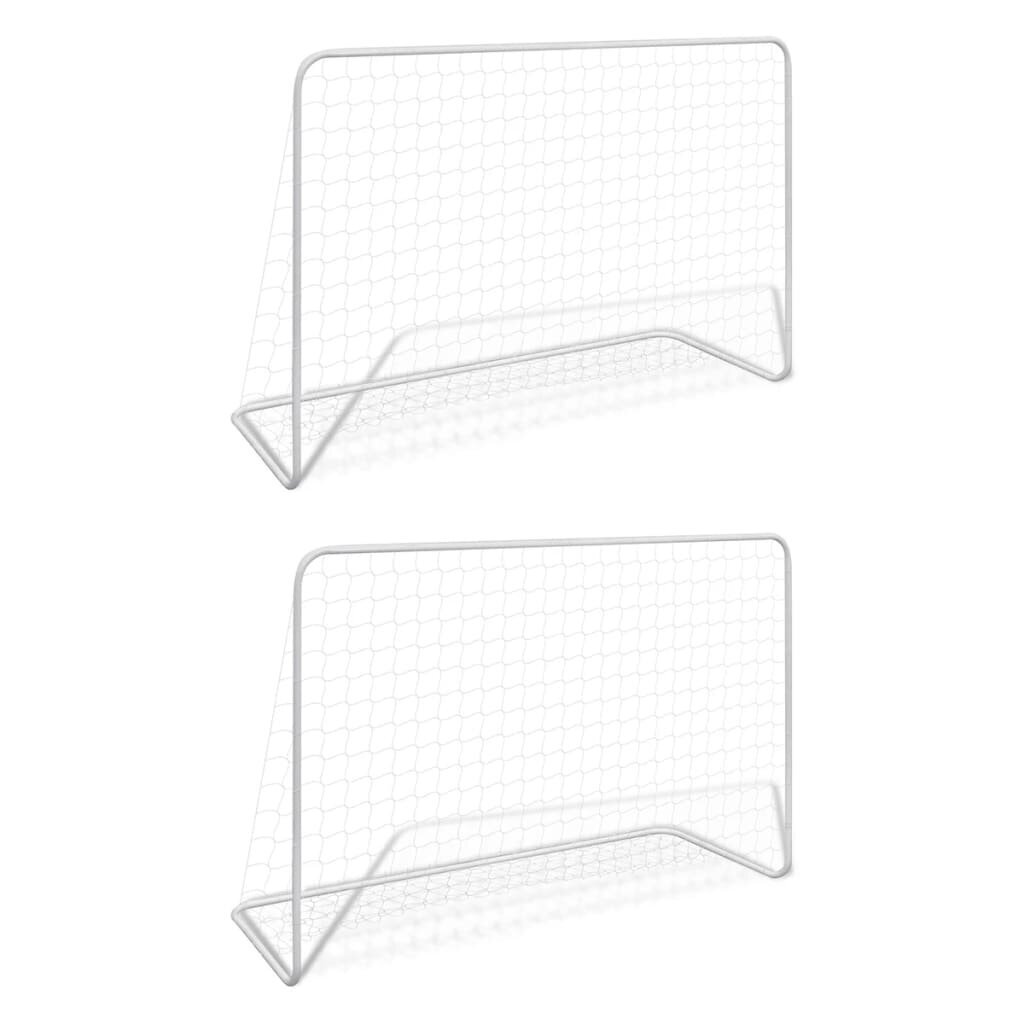 vidaXL Jalkapallomaalit verkolla 2 kpl teräs 182x61x122 cm valkoinen hinta ja tiedot | Jalkapallomaalit ja verkot | hobbyhall.fi