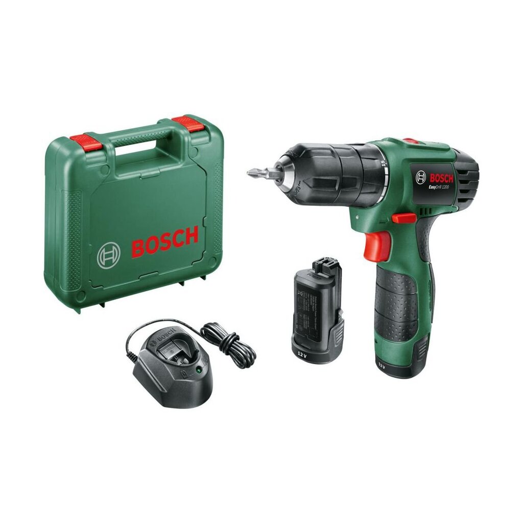 Li-ion akulla porakone/ruuvinväännin Bosch EasyDrill 1200 (2 x 1,5 Ah) hinta ja tiedot | Akkuporakoneet ja ruuvinvääntimet | hobbyhall.fi