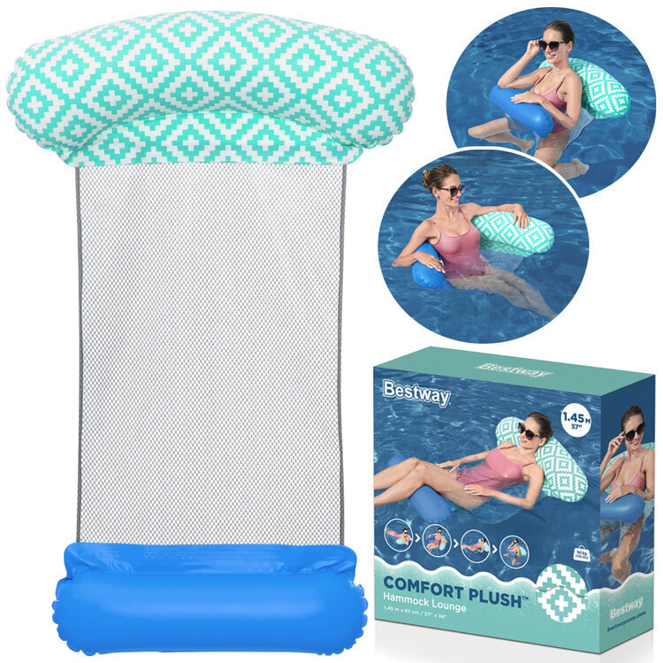 vesiriippumatto - bestway comfort plush, 145x87 hinta ja tiedot | Puhallettavat vesilelut ja uima-asusteet | hobbyhall.fi