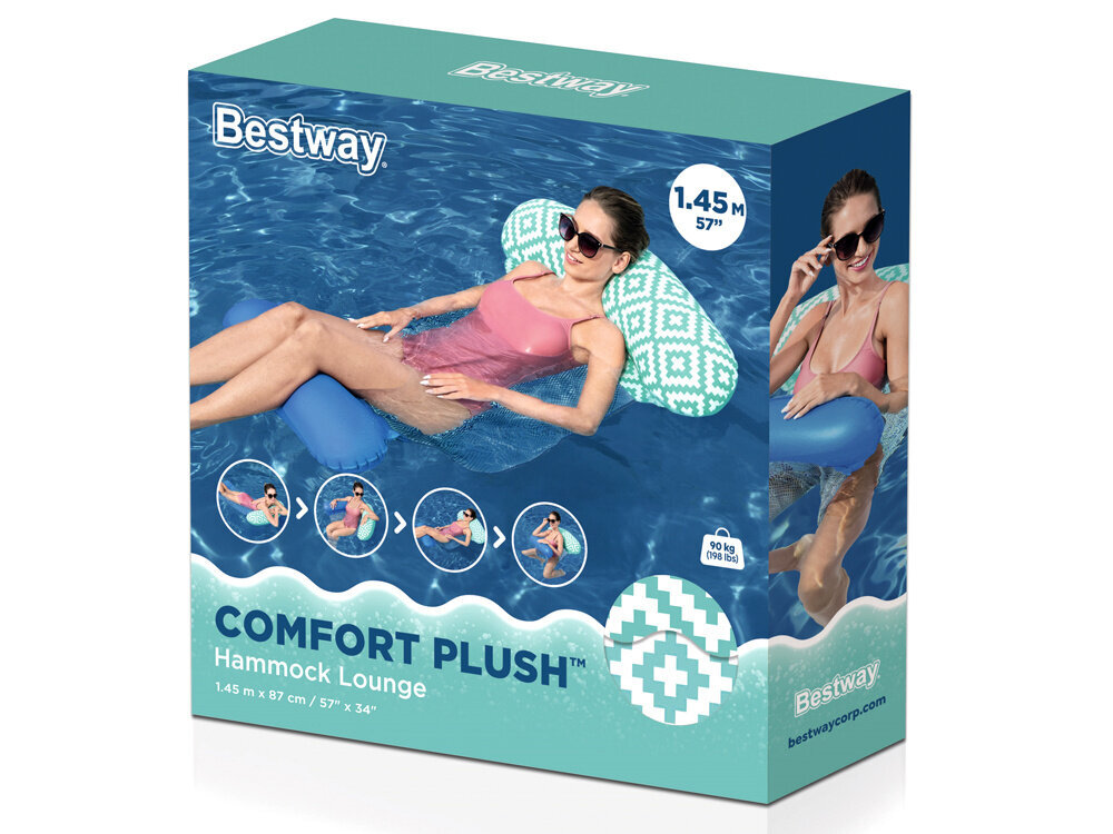 vesiriippumatto - bestway comfort plush, 145x87 hinta ja tiedot | Puhallettavat vesilelut ja uima-asusteet | hobbyhall.fi