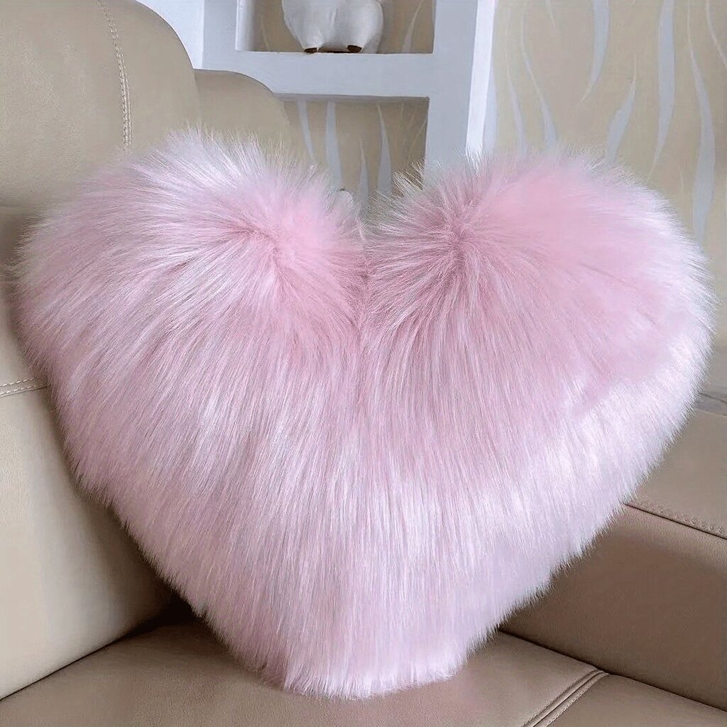 'Love heart tyyny pehmo pinkki hiukset jäljitelmä villa tyttöjen sohva tyyny tyyny sängyn tyyny sisältää tyynyn ydin' hinta ja tiedot | Koristetyynyt ja tyynynpäälliset | hobbyhall.fi