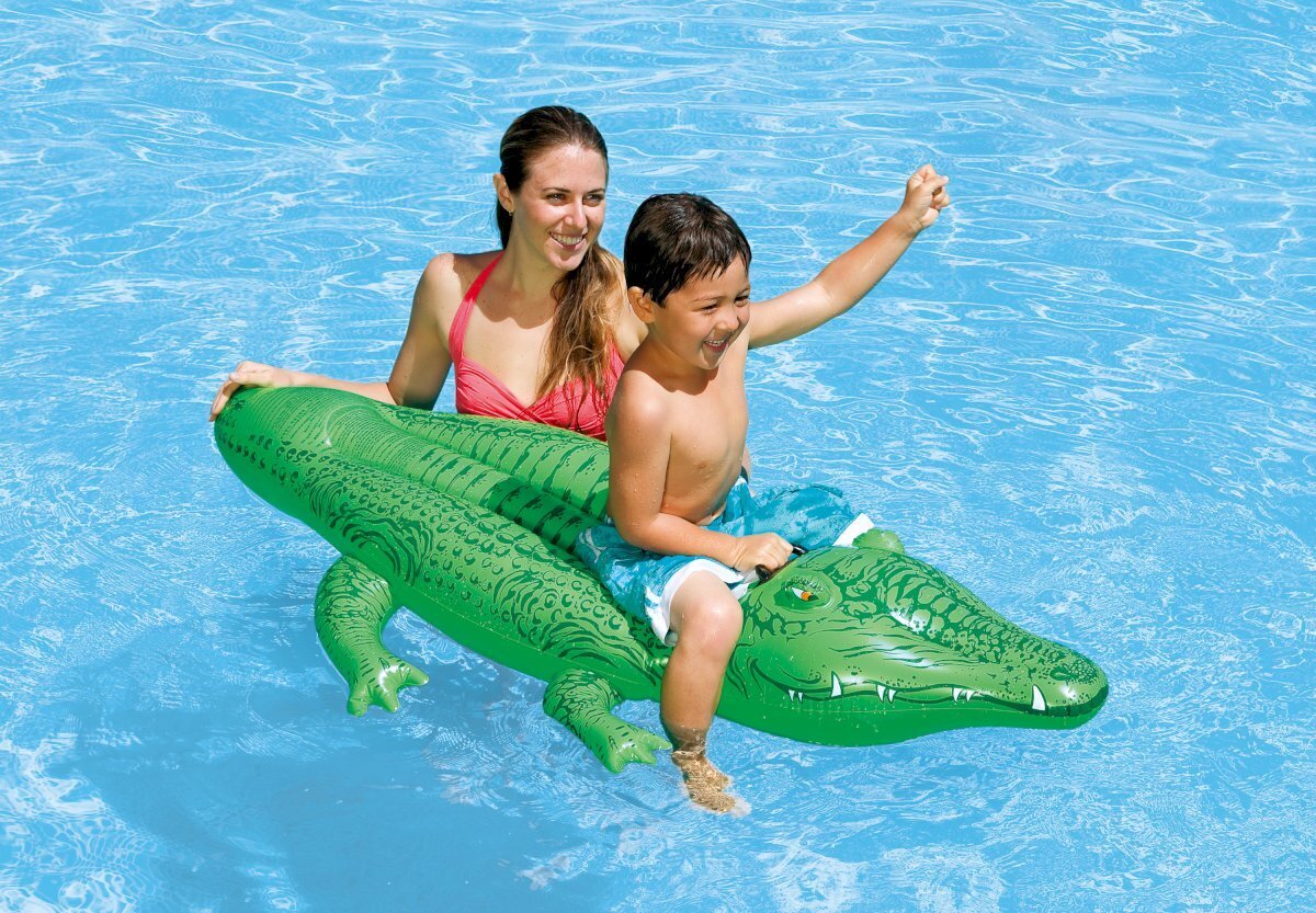Puhallettava alligaattoripatja uimiseen, Intex 585461, 168 cm., vihreä. hinta ja tiedot | Puhallettavat vesilelut ja uima-asusteet | hobbyhall.fi