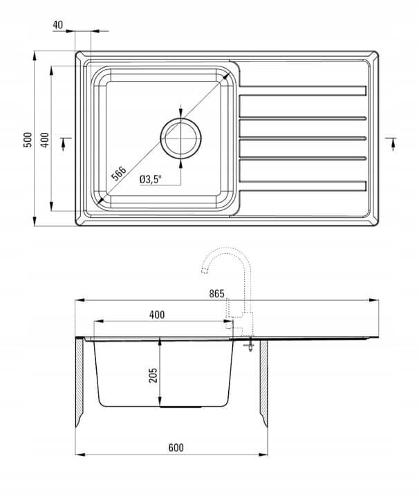 Upotettava pesuallas 86 x 50 cm hinta ja tiedot | Keittiöaltaat | hobbyhall.fi