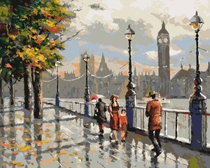 Maalaus numeroiden mukaan "Rainy London" 30x40 hinta ja tiedot | Maalaa numeroiden mukaan | hobbyhall.fi