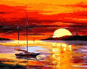 Maalaus numeroiden mukaan "Red sunset" 30x40 hinta ja tiedot | Maalaa numeroiden mukaan | hobbyhall.fi