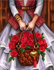 Maalaus numeroiden mukaan "Girl with a basket of roses" 30x40 hinta ja tiedot | Maalaa numeroiden mukaan | hobbyhall.fi