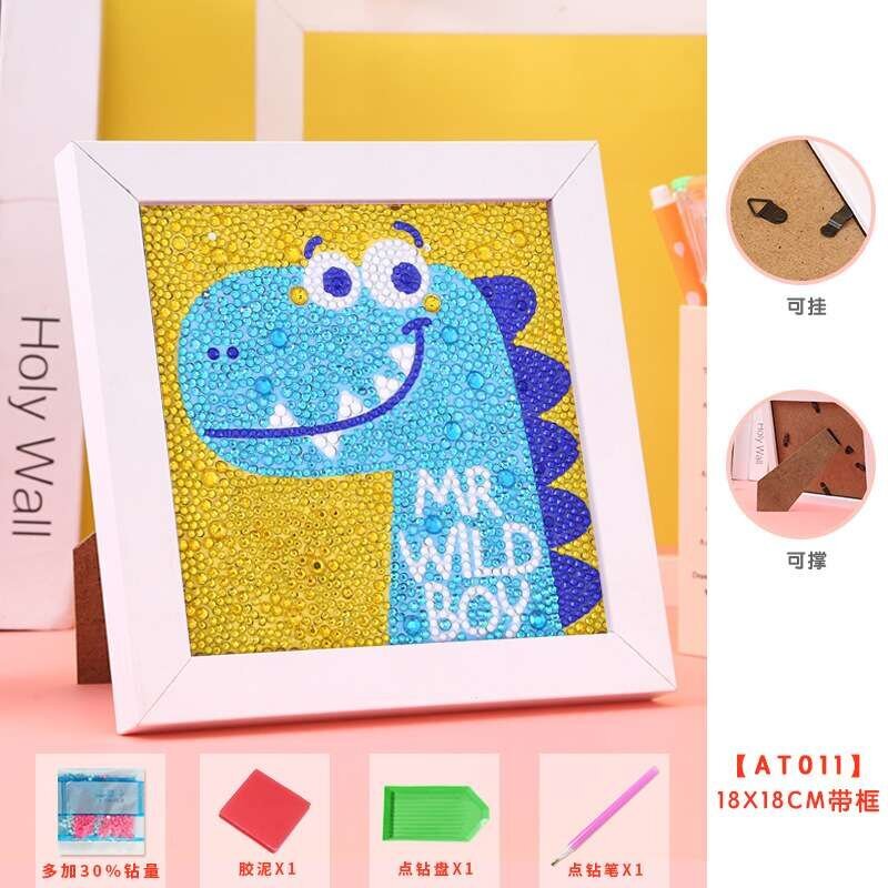 Timanttimosaiikki "Blue Dinosaur" 15x15cm hinta ja tiedot | Timanttimaalaukset | hobbyhall.fi