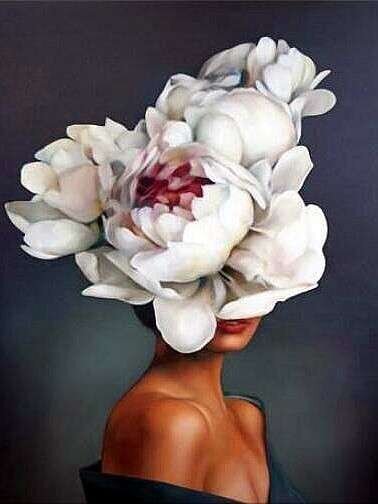 Timanttimosaiikki "White peony flower girl" 30x40cm hinta ja tiedot | Timanttimaalaukset | hobbyhall.fi